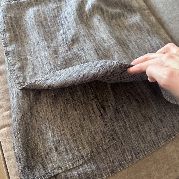 Vintage FLAX by Jeanne Engelhart 90s Linen Asymmetrical Gray Mini Skirt Small - Picture 3 of 10